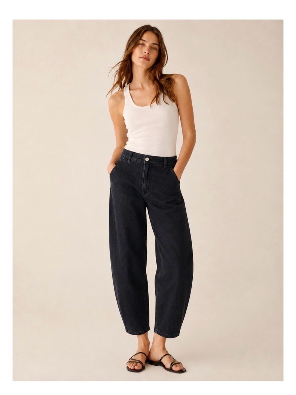 Banana Republic Black Barrel Leg Pants Size 8 Petite